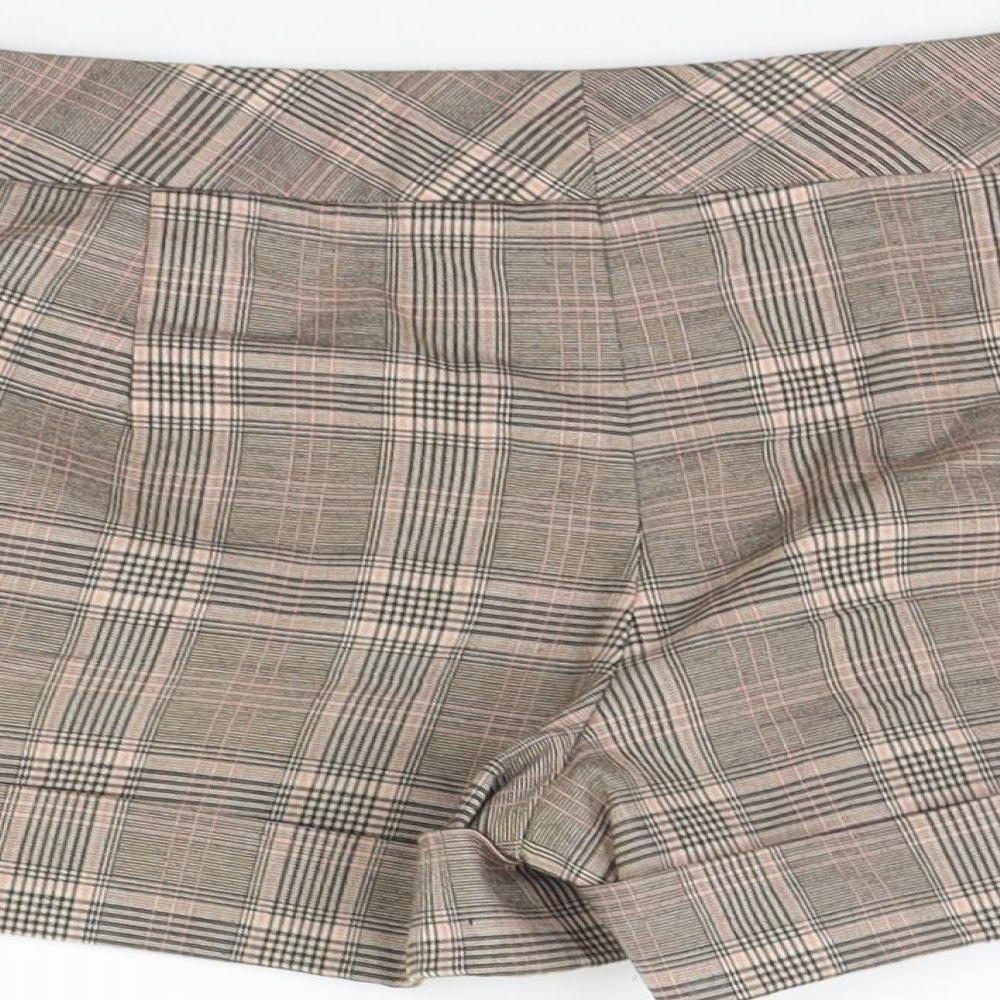 Girl Express Womens Beige Check  Cut-Off Shorts Size 10
