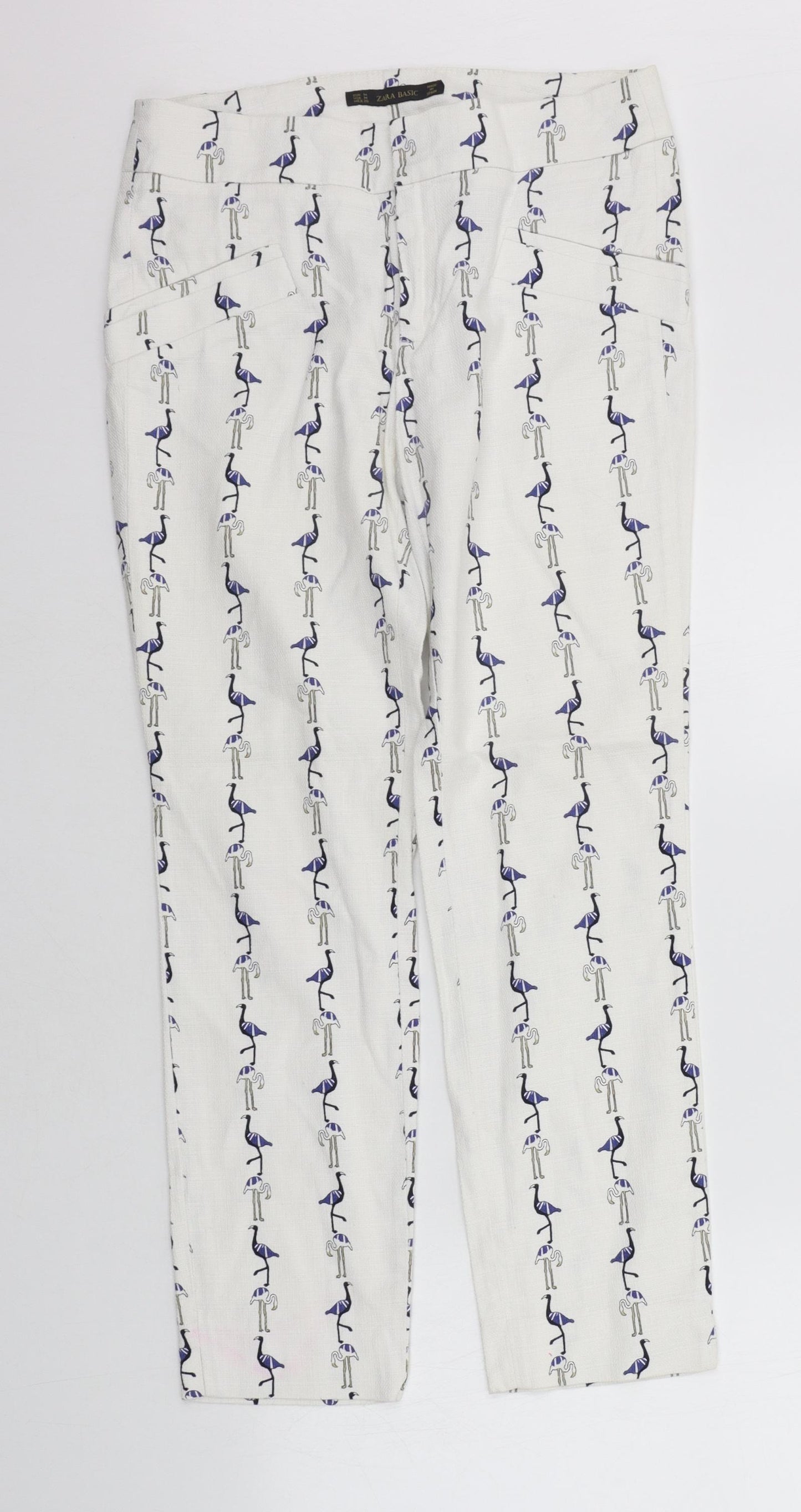 Zara Womens White Geometric  Trousers  Size M L24 in
