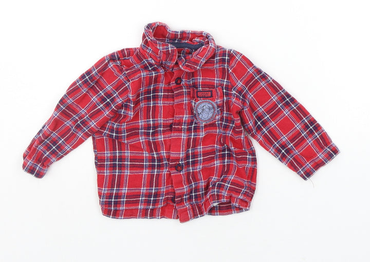 George Baby Red Check  Basic Button-Up Size 6-9 Months