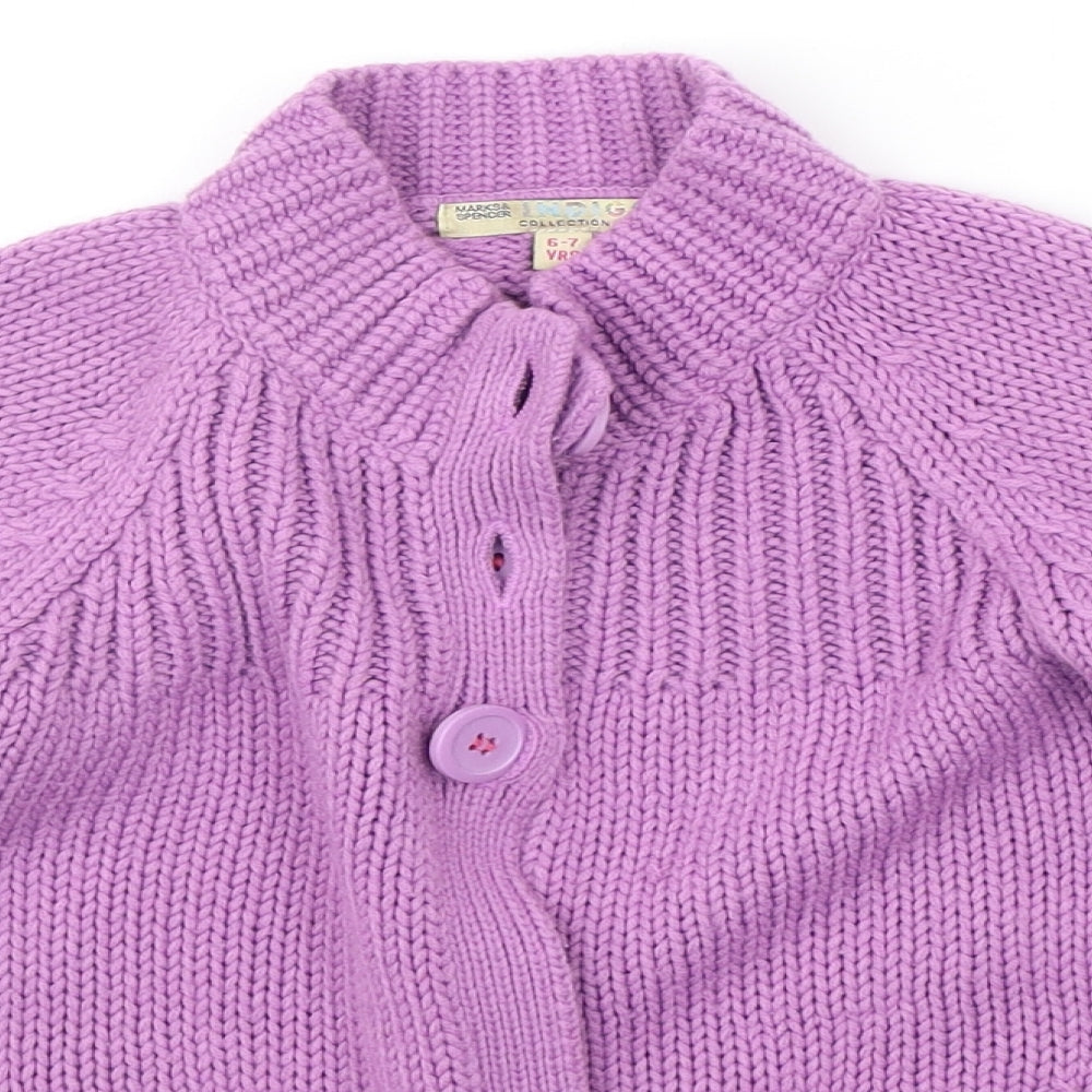 Marks and Spencer Girls Purple   Cardigan Jumper Size 6-7 Years