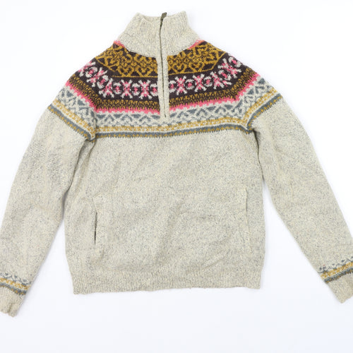 werid fish Womens Beige Geometric  Pullover Jumper Size 8