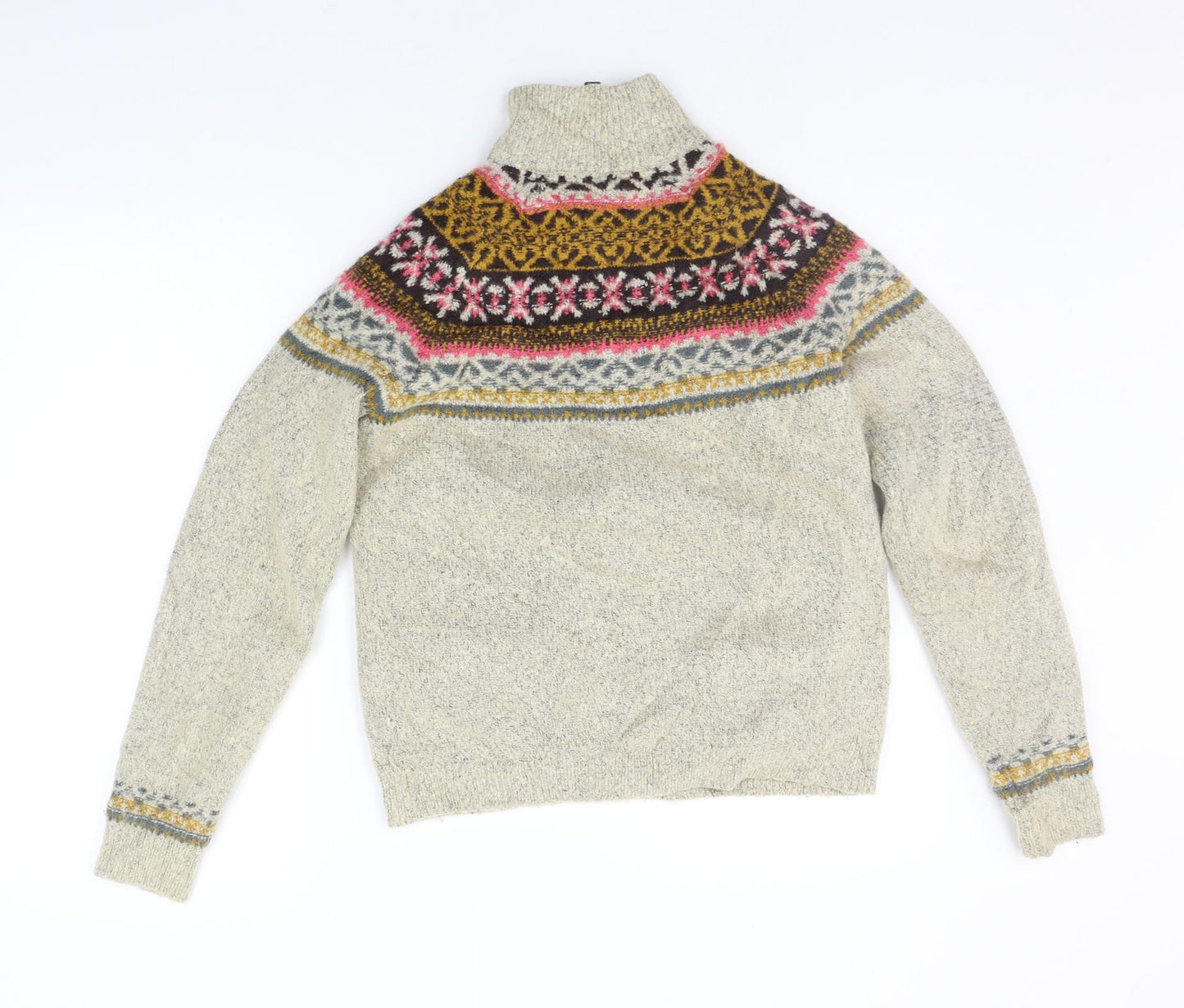 werid fish Womens Beige Geometric  Pullover Jumper Size 8