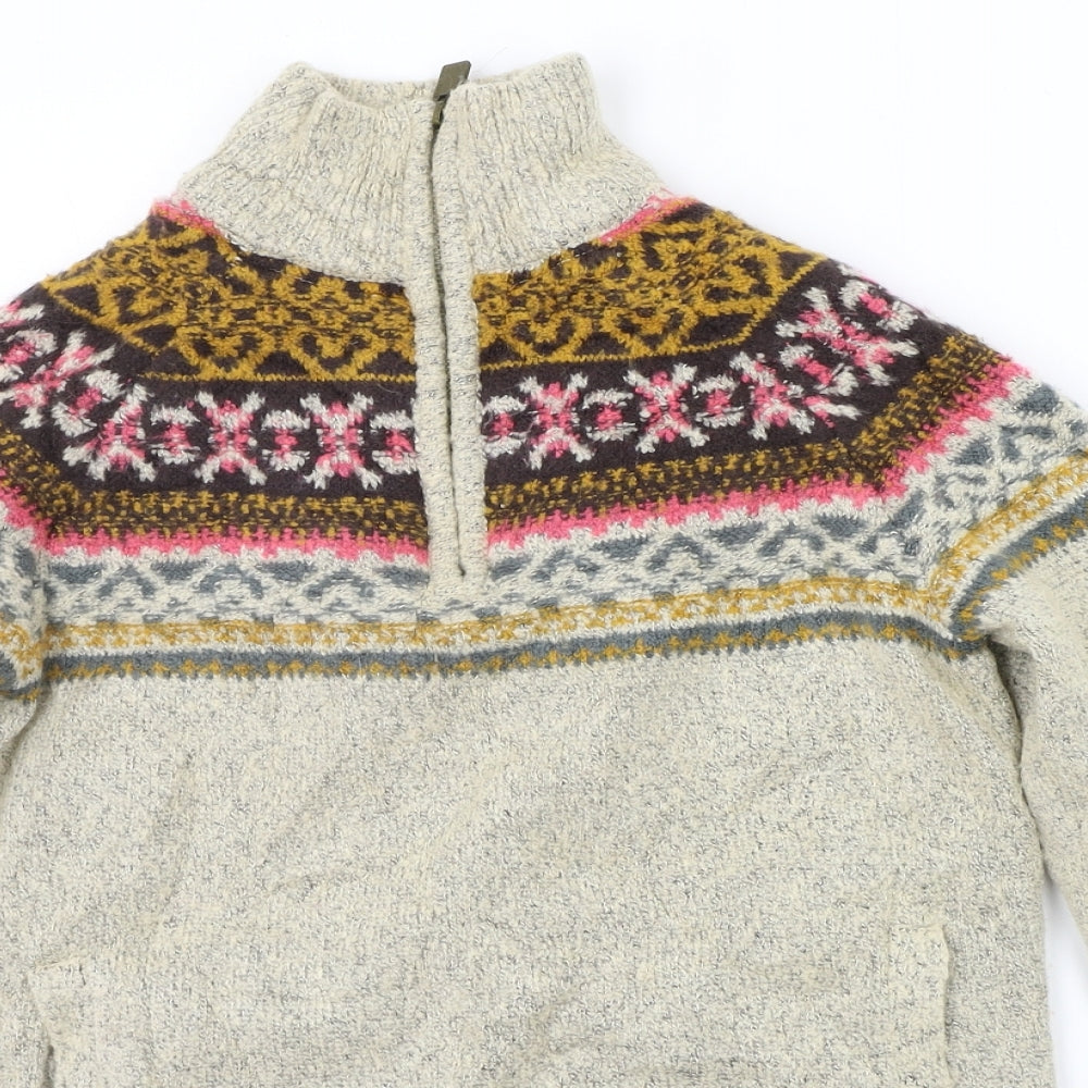 werid fish Womens Beige Geometric  Pullover Jumper Size 8