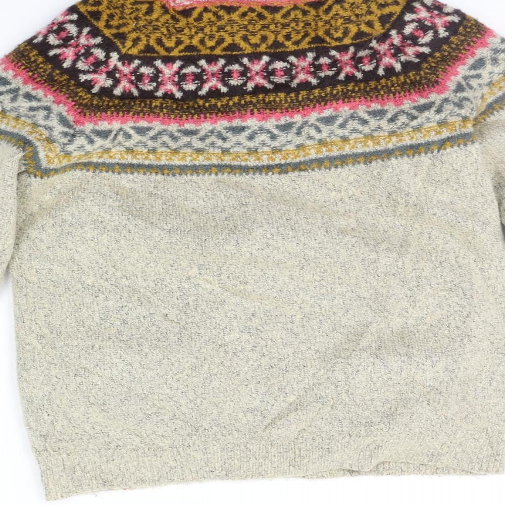 werid fish Womens Beige Geometric  Pullover Jumper Size 8