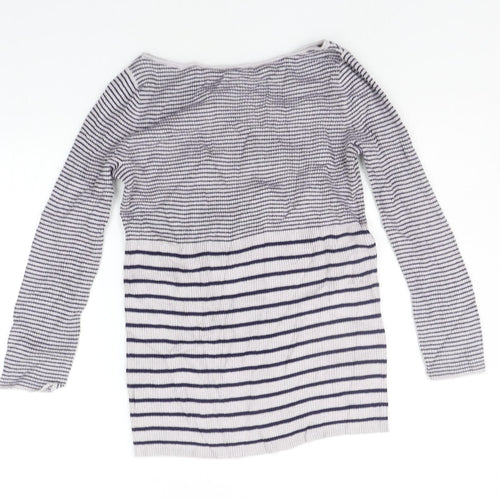 Gap Womens White Striped  Pullover Jumper Size S