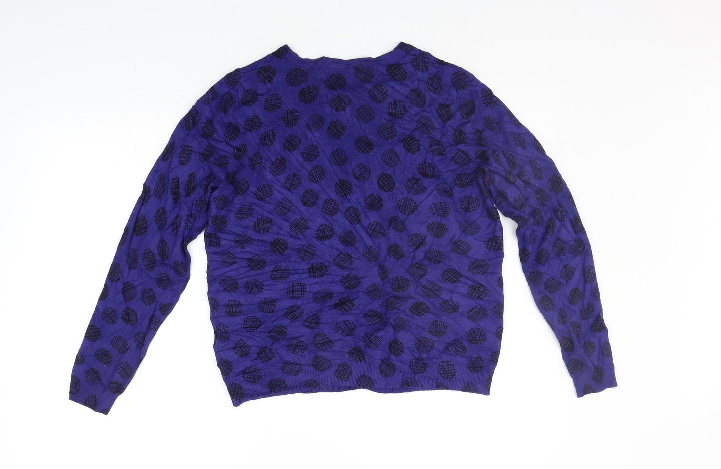 Marks and Spencer Womens Blue Geometric  Cardigan Jumper Size 14