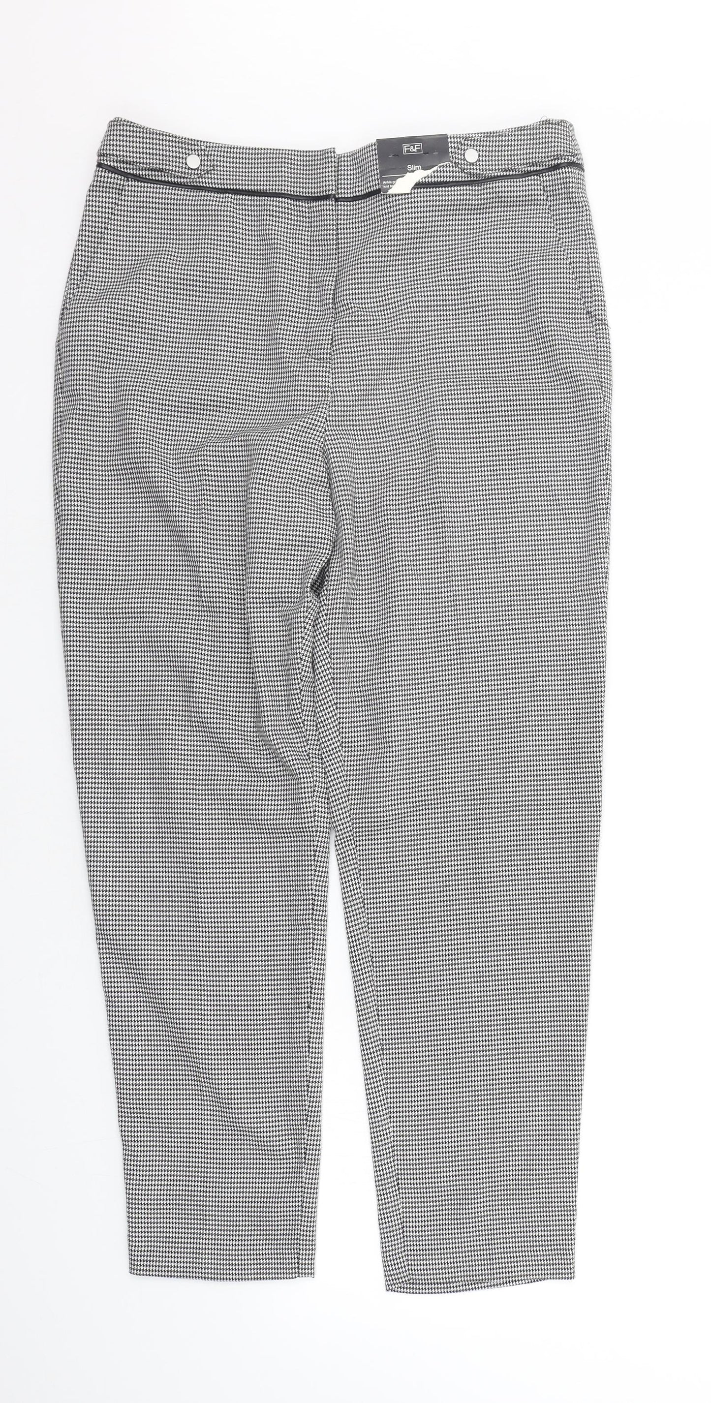 F&F Womens Black Check  Trousers  Size 12 L27 in