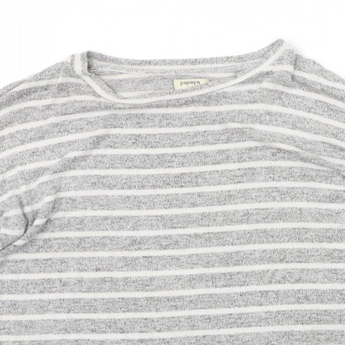 Papaya Womens Grey Striped  Pullover Jumper Size M