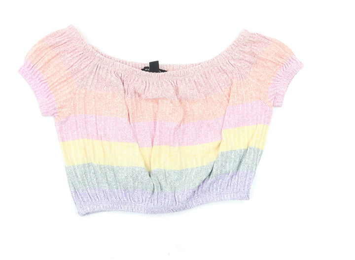 New Look Womens Multicoloured Striped Basic Blouse Size M