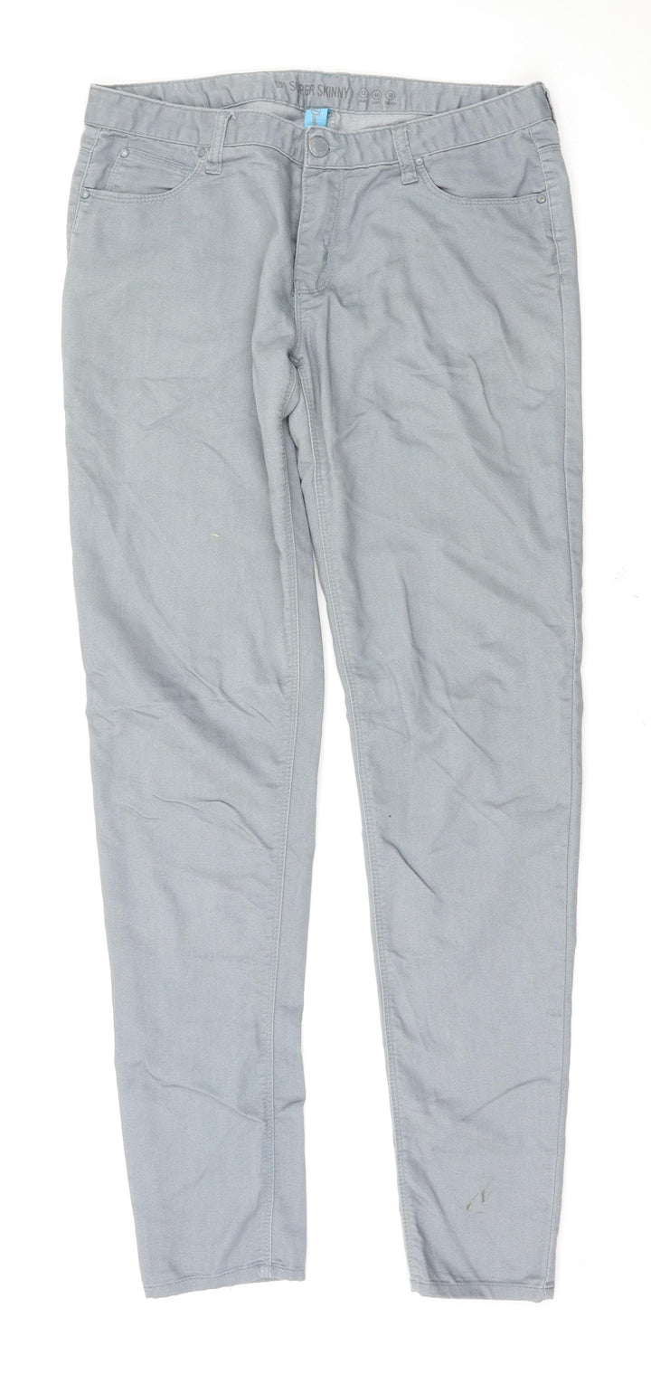 Denim & Co. Womens Grey Trousers Size 12 L31 in