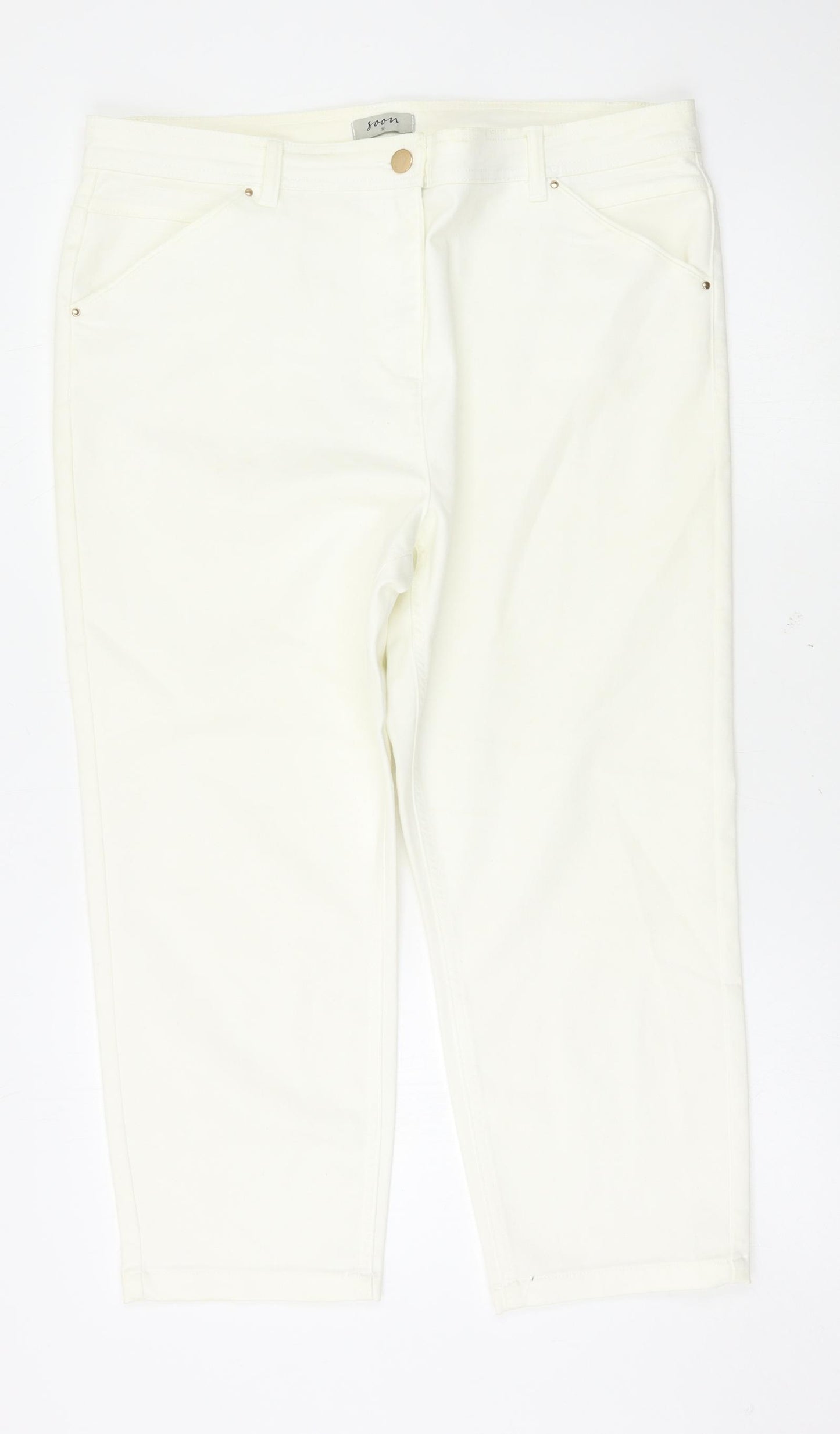 Matalan Womens White   Cropped Jeans Size 16 L23 in