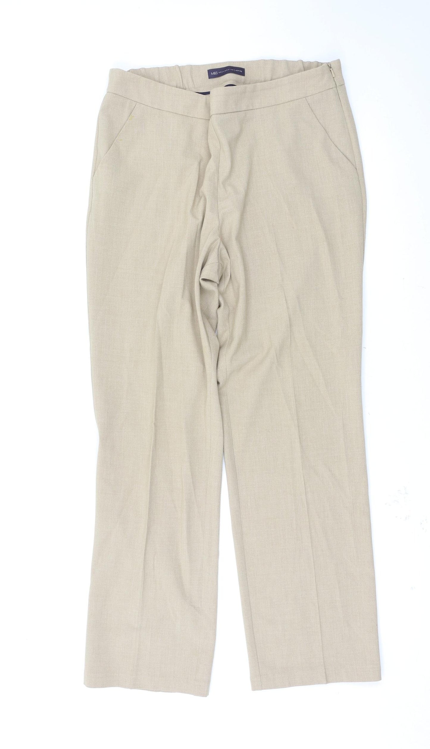 Marks and Spencer Womens Beige   Trousers  Size 14 L29.5 in