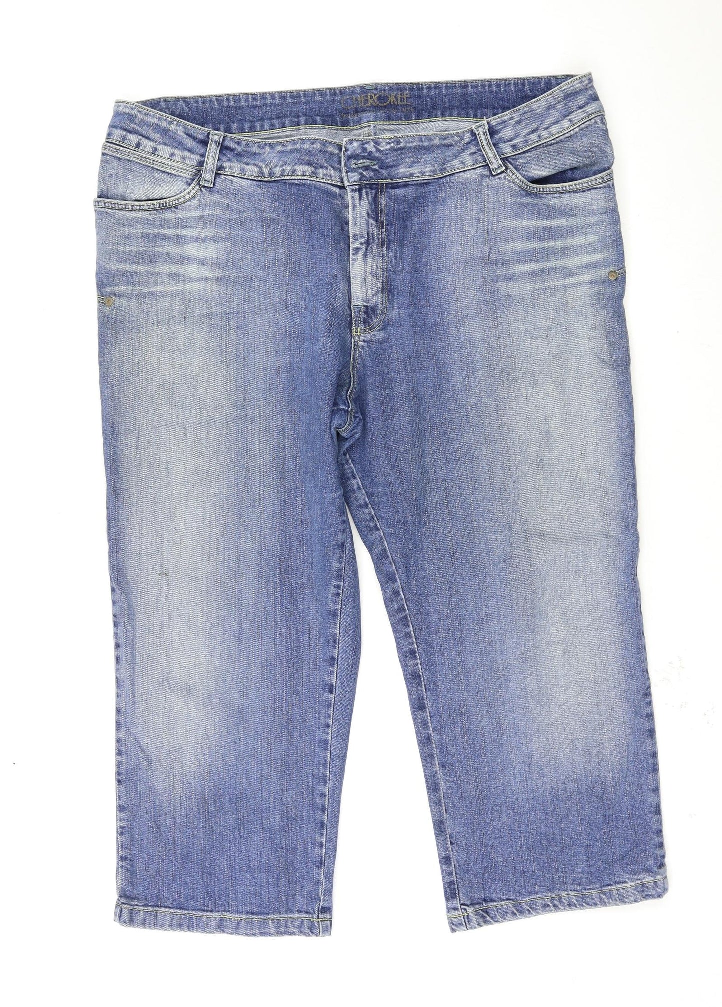 Cherokee Womens Blue Houndstooth  Cropped Jeans Size 41 in L23 in