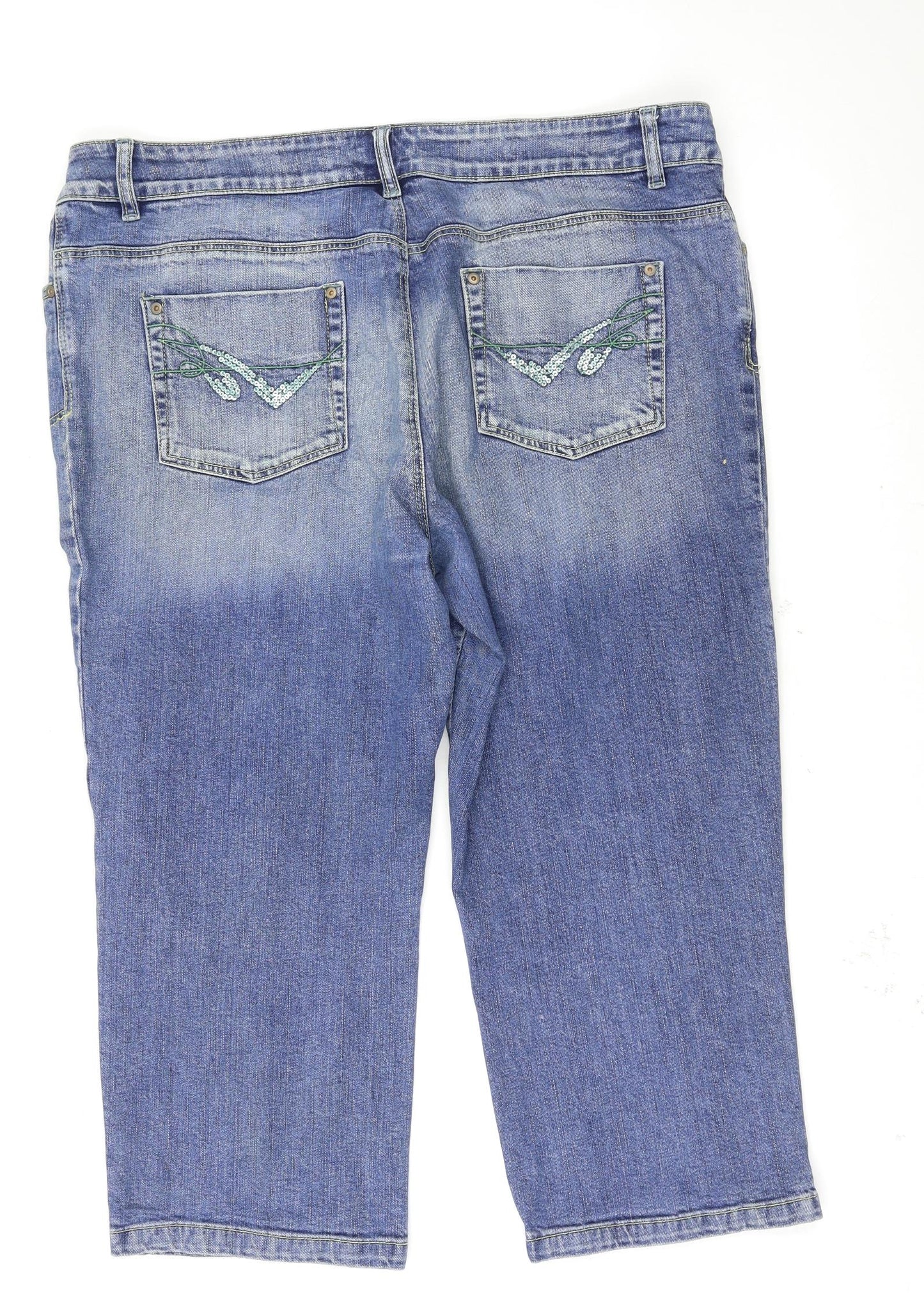 Cherokee Womens Blue Houndstooth  Cropped Jeans Size 41 in L23 in