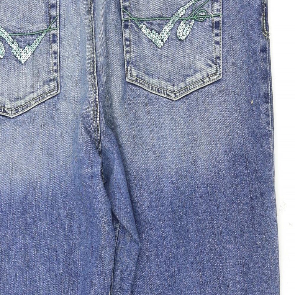 Cherokee Womens Blue Houndstooth  Cropped Jeans Size 41 in L23 in