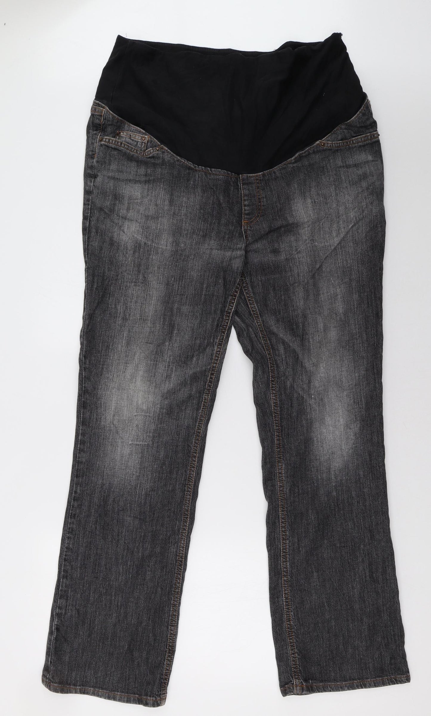 H&M Womens Grey  Denim Straight Jeans Size XL L32 in