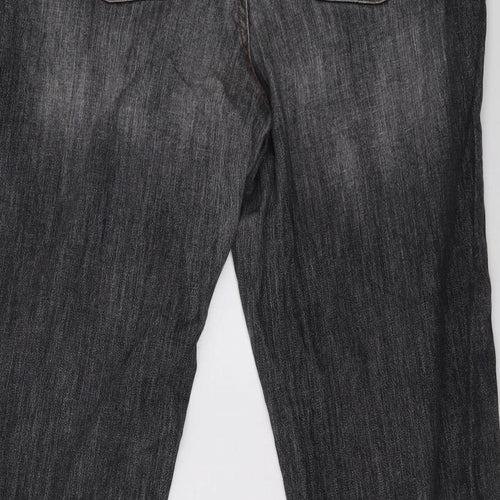 H&M Womens Grey  Denim Straight Jeans Size XL L32 in