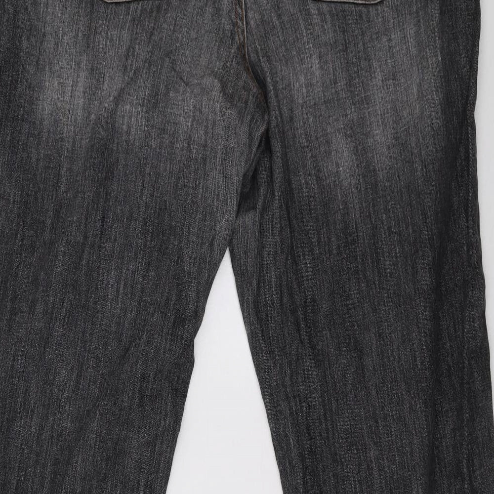 H&M Womens Grey  Denim Straight Jeans Size XL L32 in