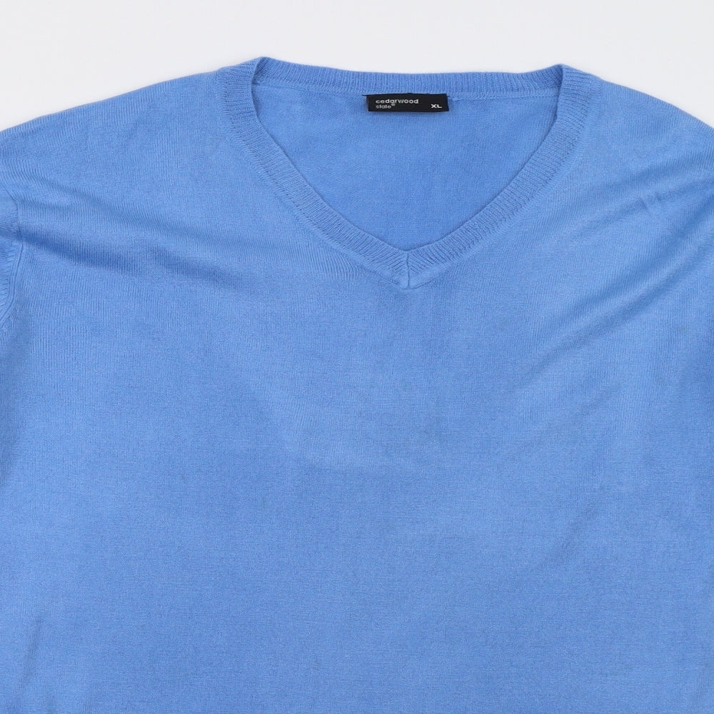 Cedar Wood State Mens Blue  Knit Pullover Sweatshirt Size XL
