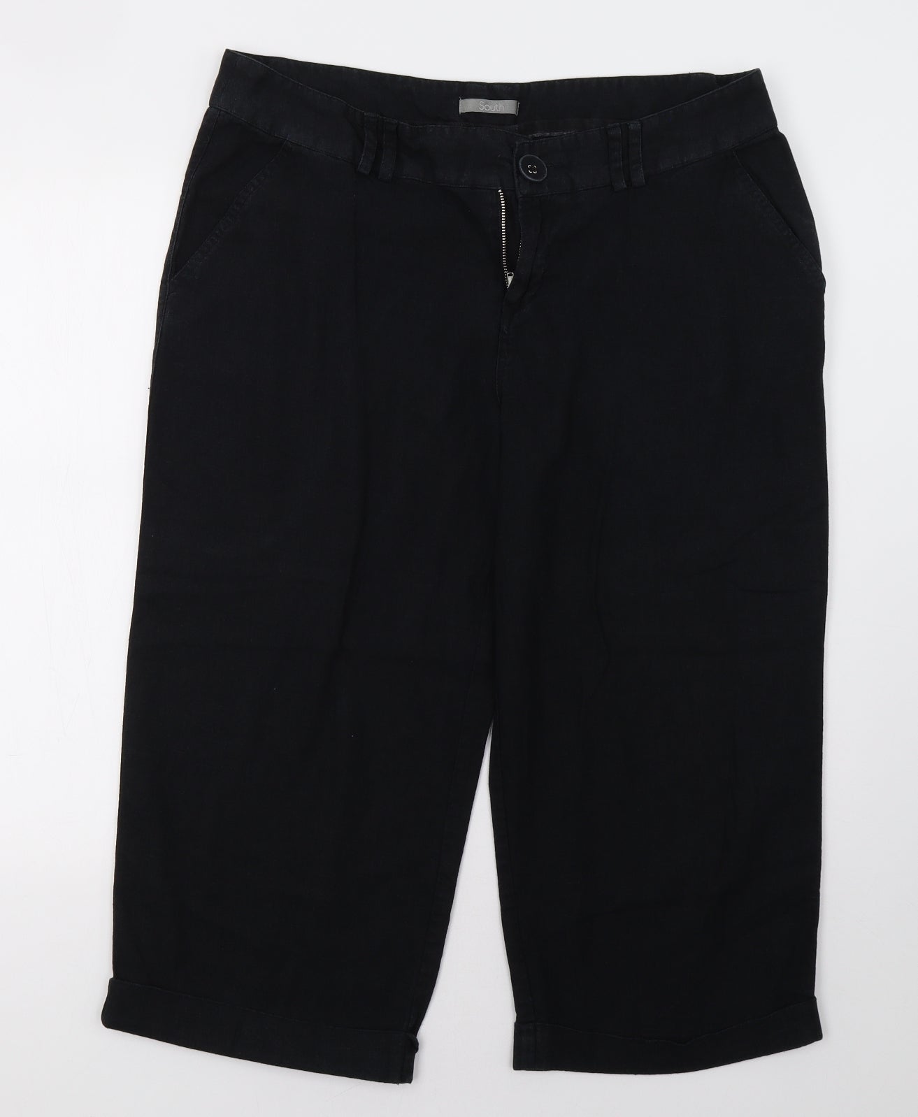 South Womens Black   Cropped Trousers Size 16 L24 in