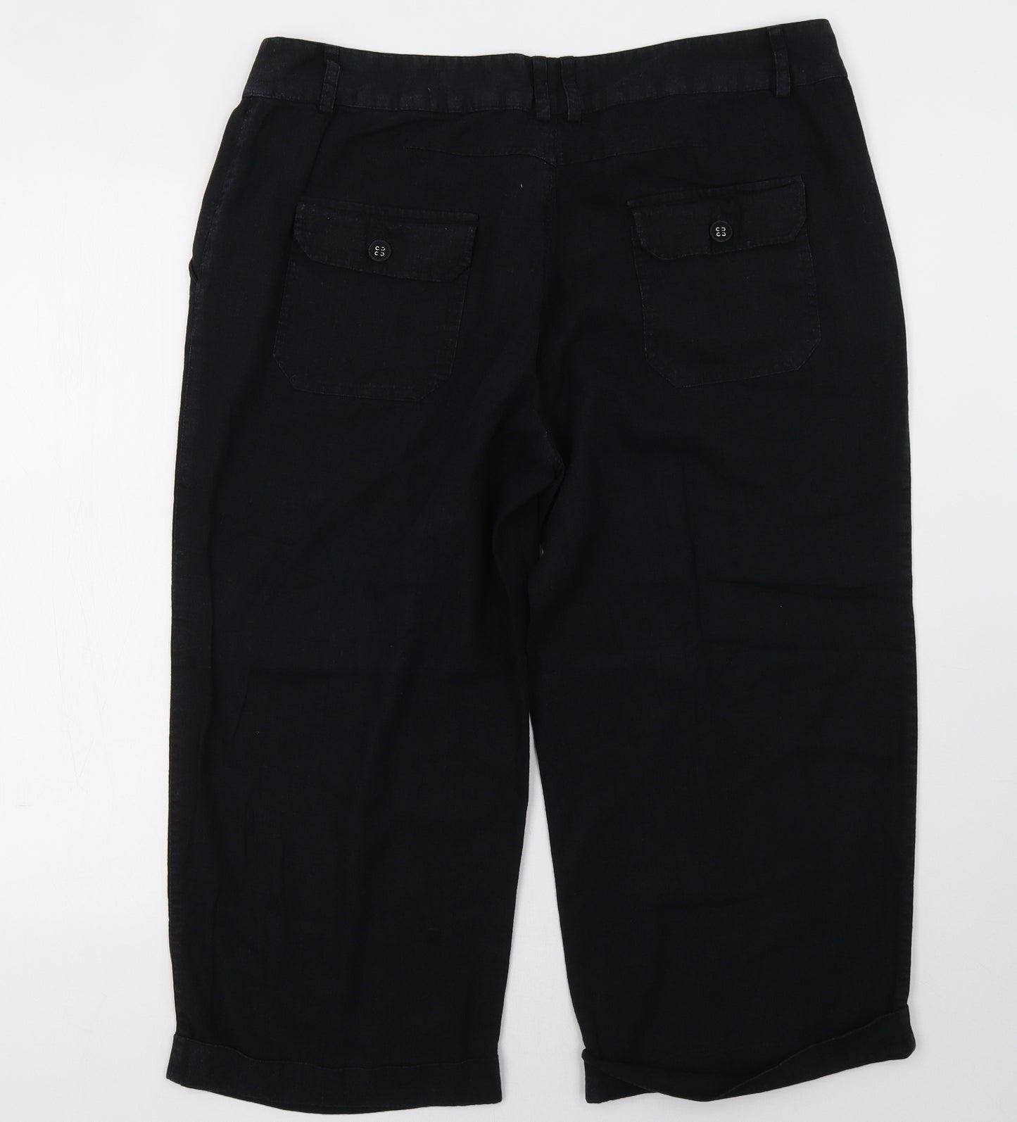 South Womens Black   Cropped Trousers Size 16 L24 in
