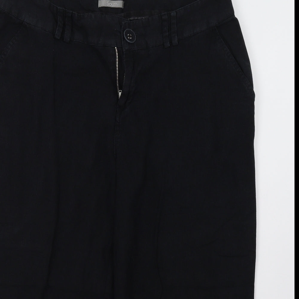 South Womens Black   Cropped Trousers Size 16 L24 in