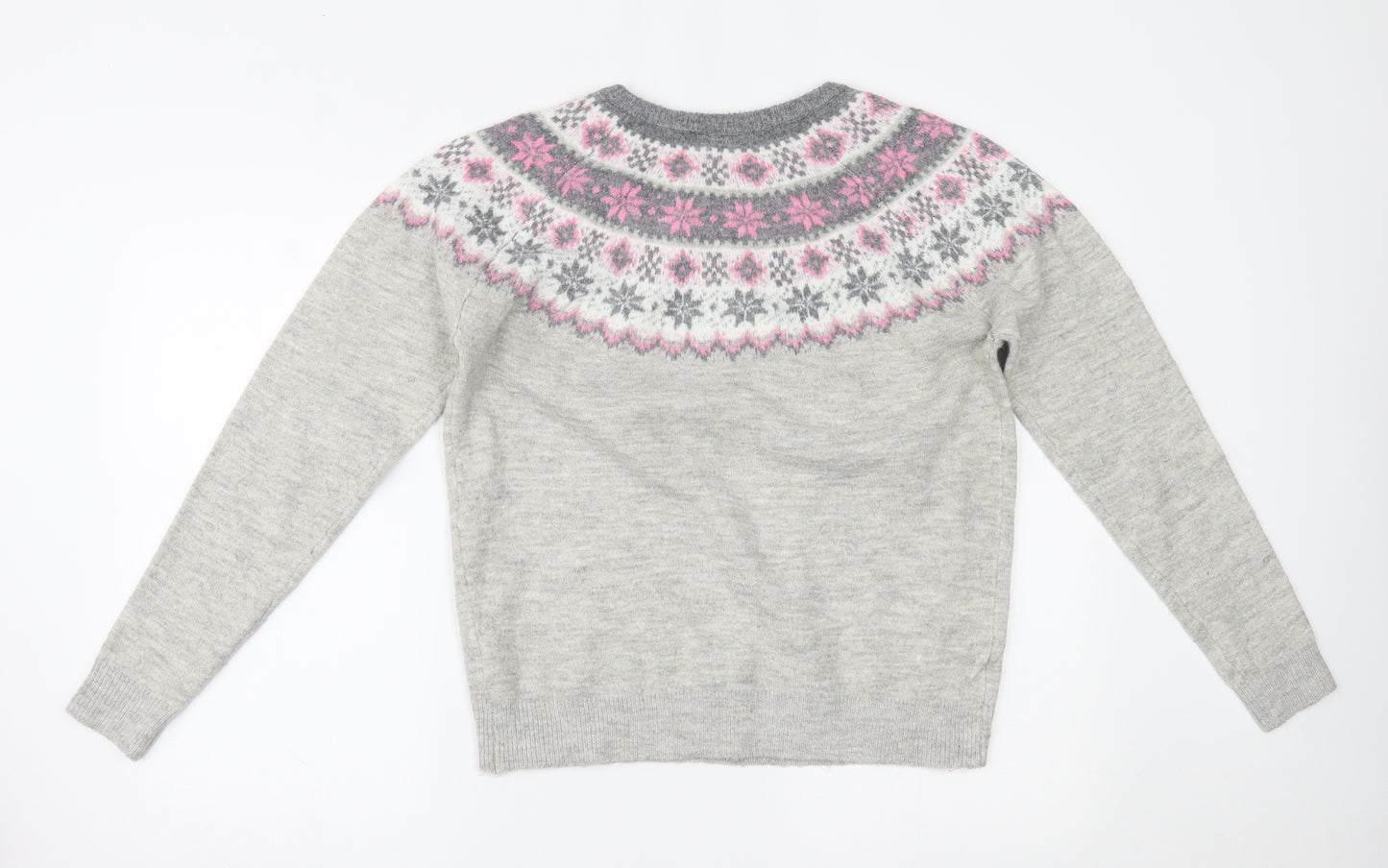 Primark Womens Grey Fair Isle  Pullover Jumper Size M