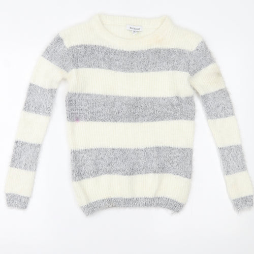 Wild Flower Womens White Striped  Pullover Jumper Size S