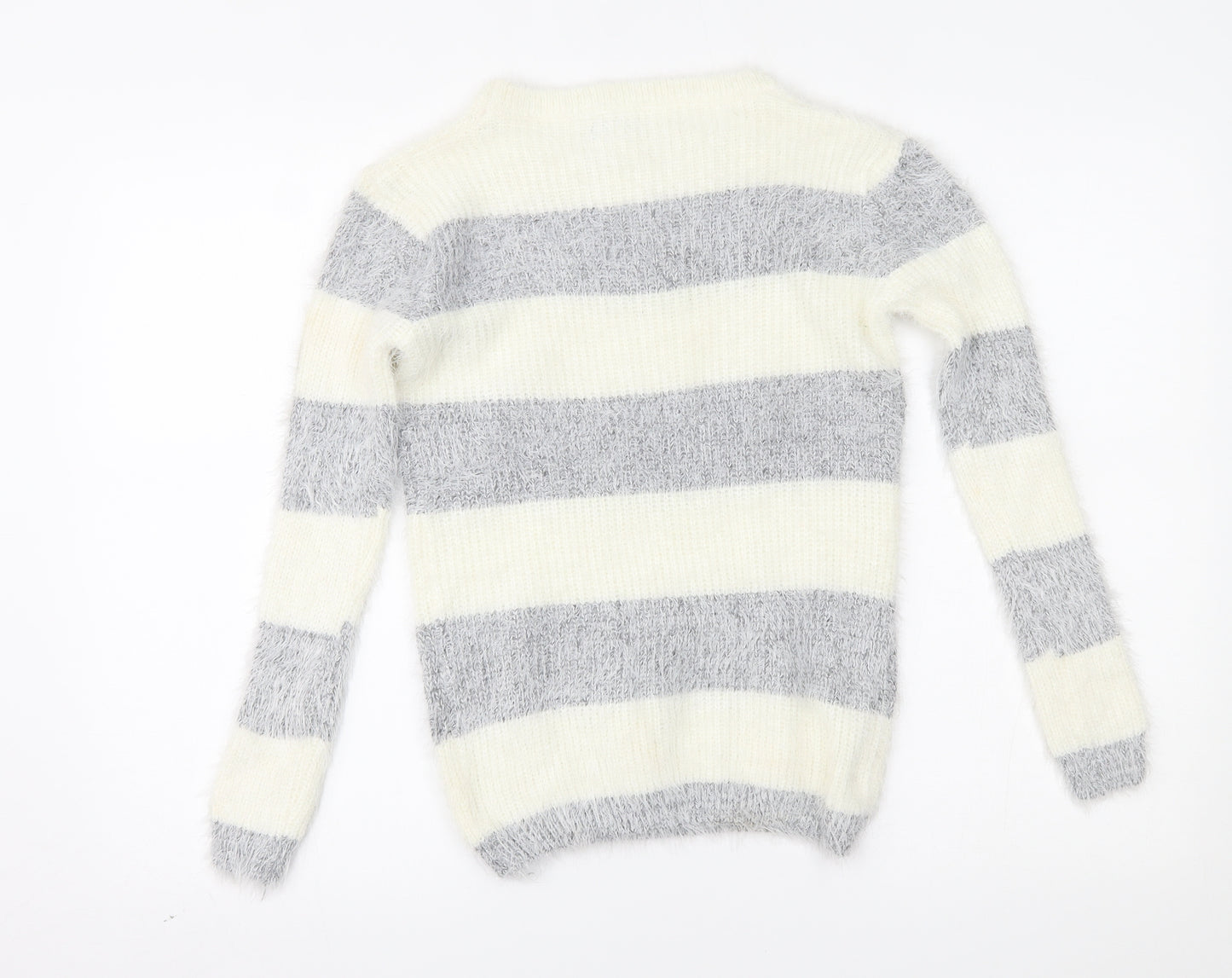 Wild Flower Womens White Striped  Pullover Jumper Size S