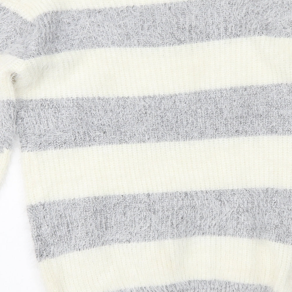Wild Flower Womens White Striped  Pullover Jumper Size S