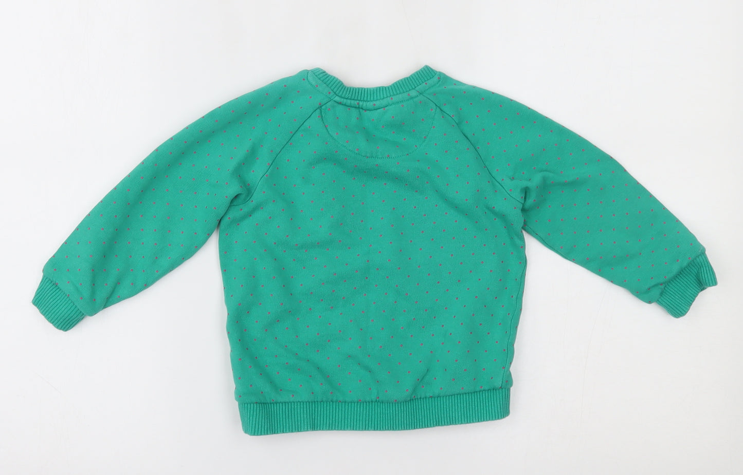 Mini Club Girls Green Polka Dot  Pullover Jumper Size 2-3 Years