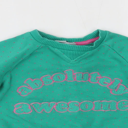 Mini Club Girls Green Polka Dot  Pullover Jumper Size 2-3 Years