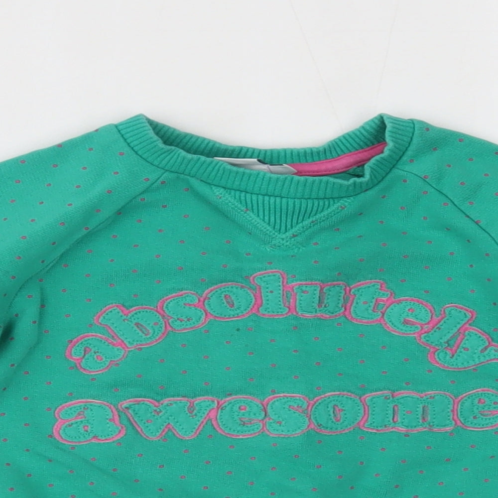 Mini Club Girls Green Polka Dot  Pullover Jumper Size 2-3 Years