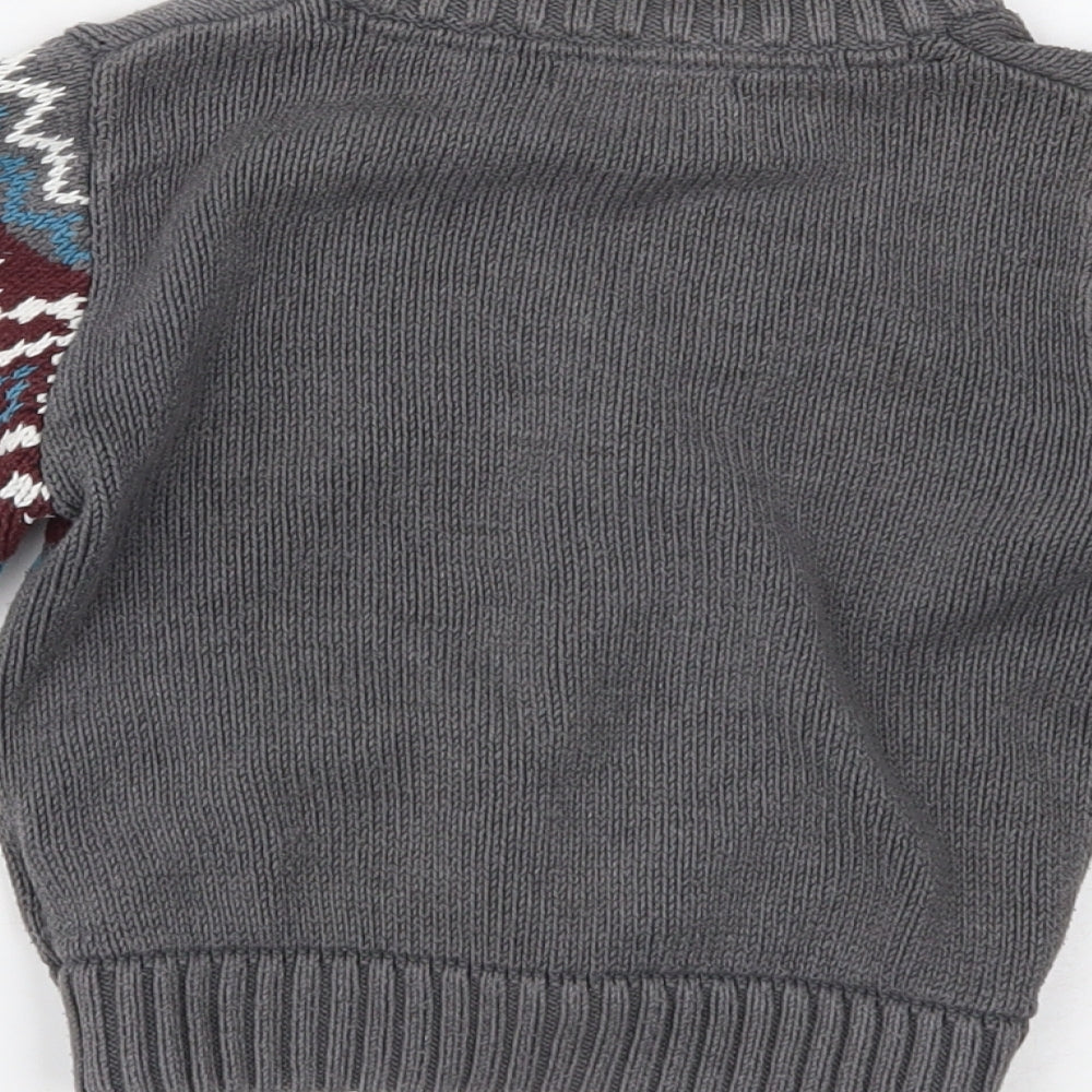 Marks and Spencer Boys Grey Fair Isle  Cardigan Jumper Size 18-24 Months