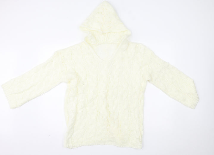 Preworn Womens Ivory   Pullover Hoodie Size L