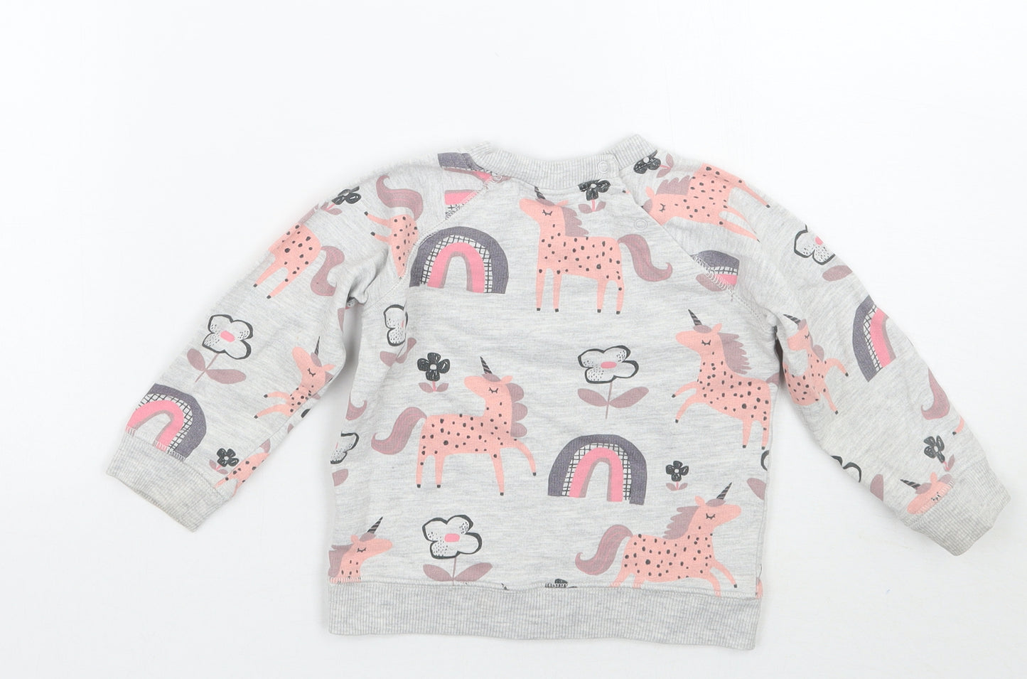 NEXT Girls Grey Floral  Pullover Jumper Size 12-18 Months