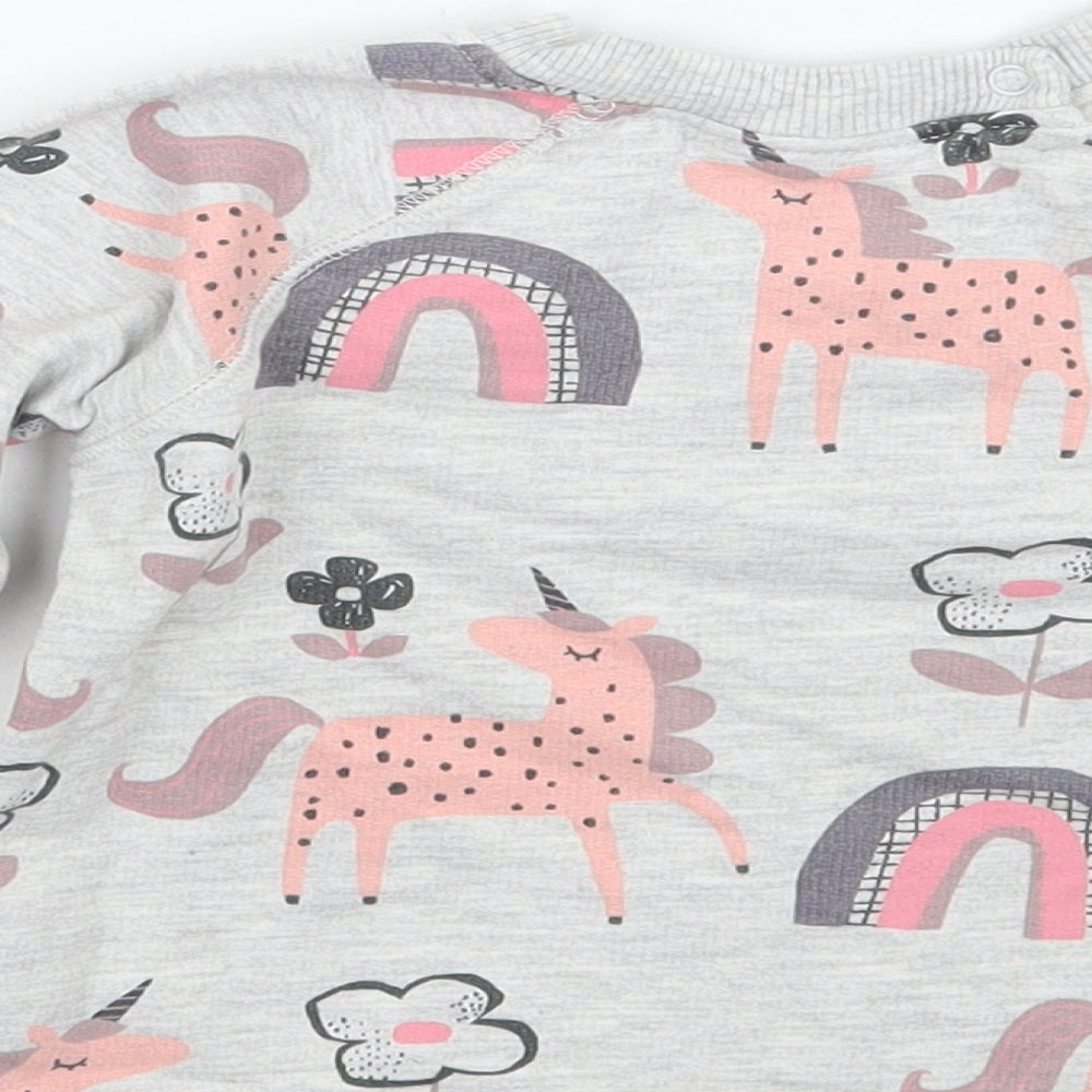 NEXT Girls Grey Floral  Pullover Jumper Size 12-18 Months