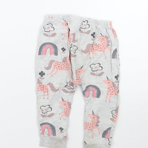 NEXT Girls Grey Floral  Sweatpants Trousers Size 12-18 Months