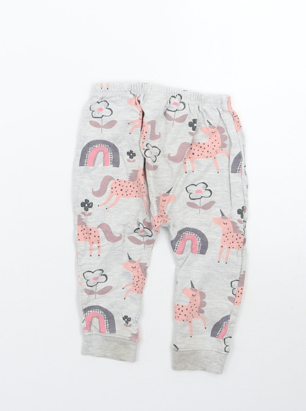 NEXT Girls Grey Floral  Sweatpants Trousers Size 12-18 Months