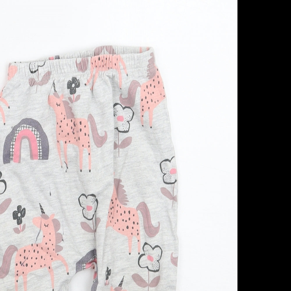 NEXT Girls Grey Floral  Sweatpants Trousers Size 12-18 Months