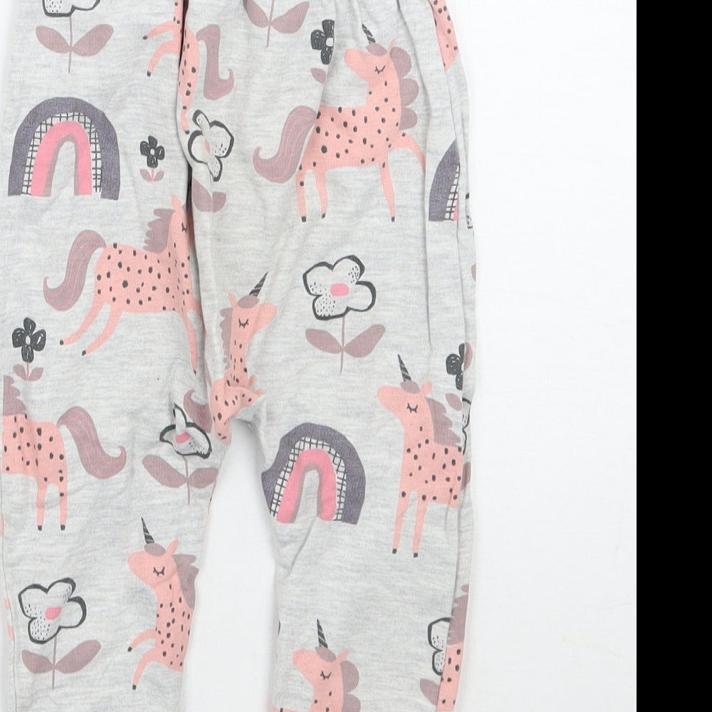 NEXT Girls Grey Floral  Sweatpants Trousers Size 12-18 Months