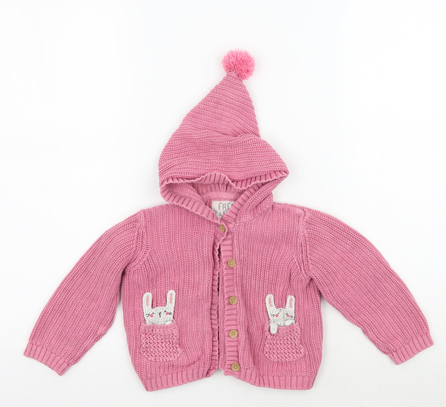 Fred & flo Girls Pink   Cardigan Jumper Size 12-18 Months