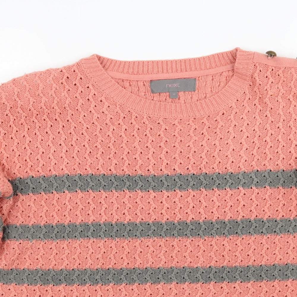 NEXT Womens Pink Striped  Pullover Jumper Size 10