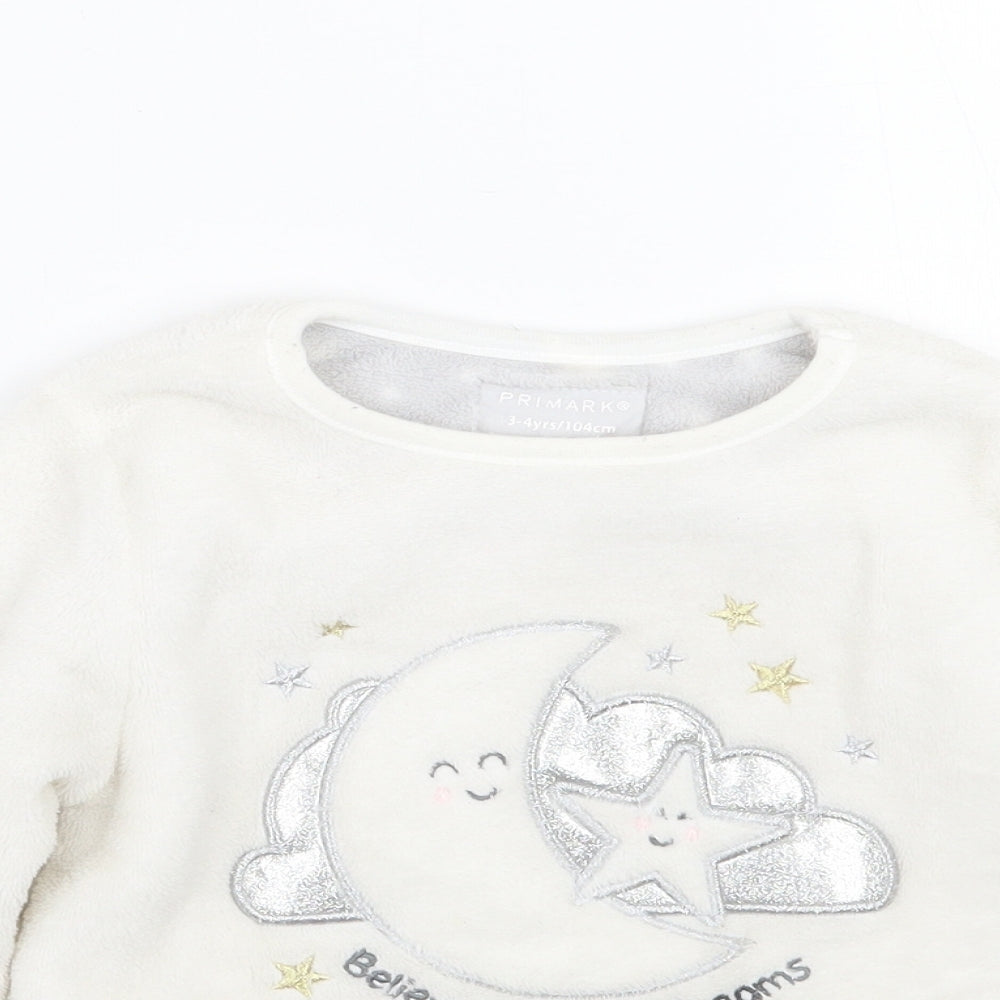 Primark Girls White   Pullover Jumper Size 3-4 Years