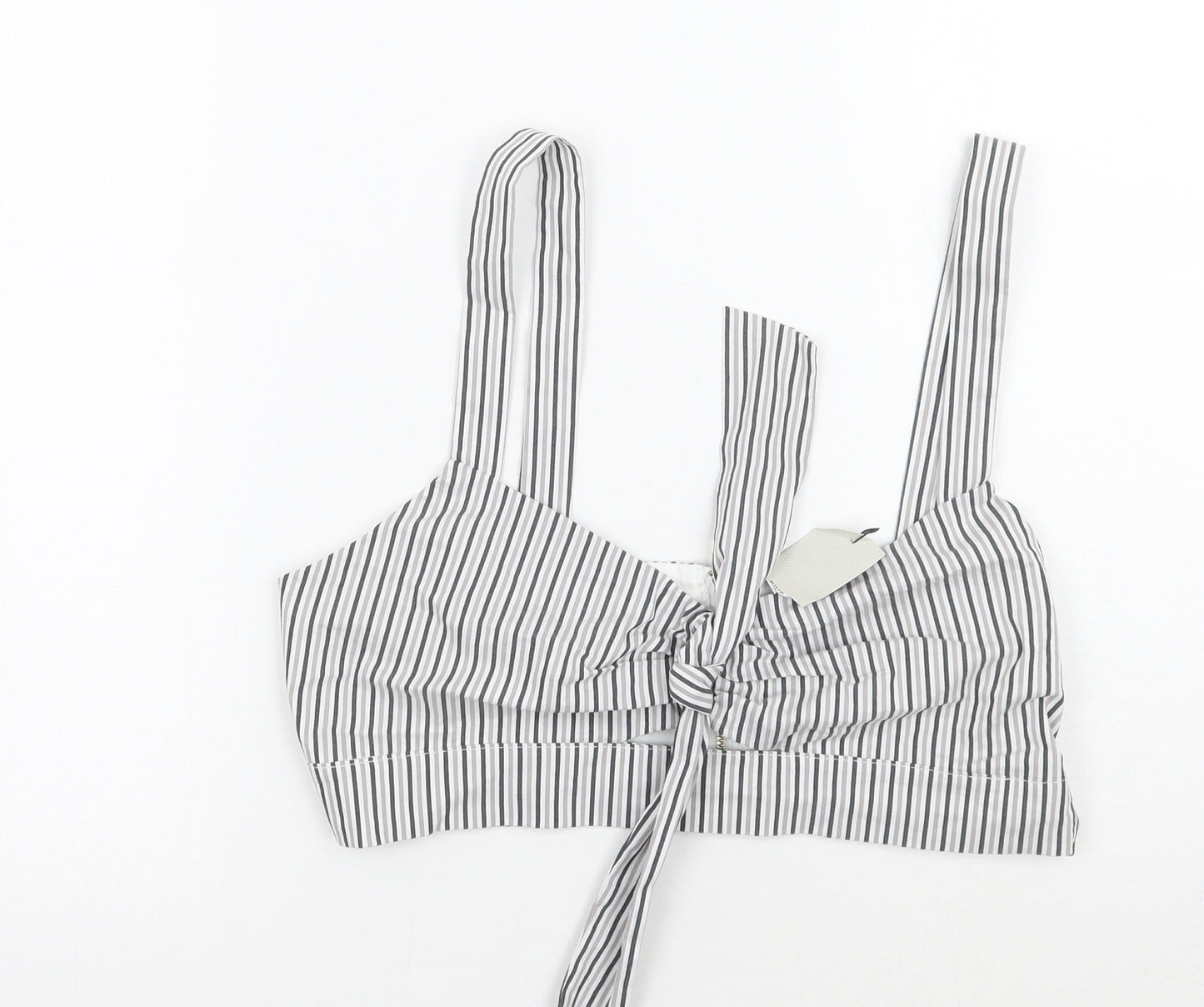 River Island Womens Grey Striped  Cropped Tank Size 12