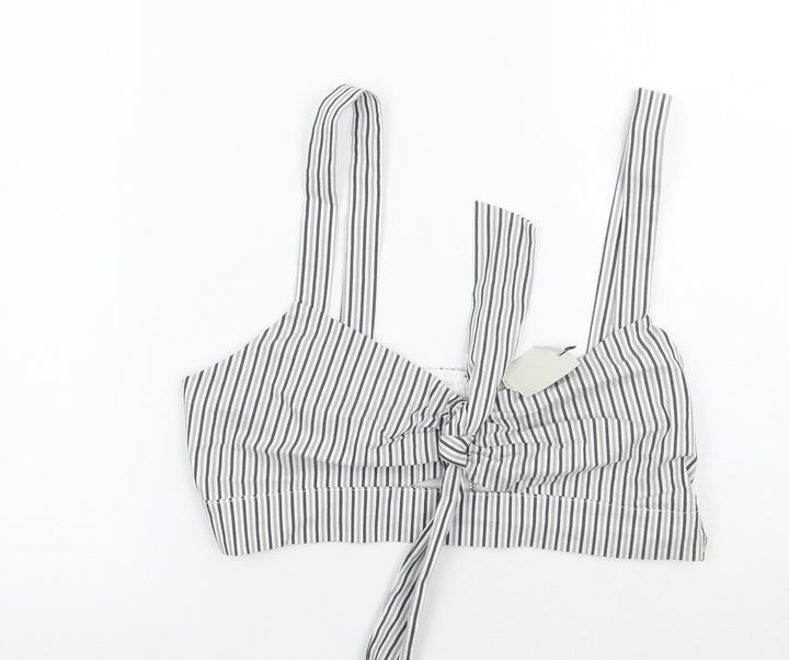 River Island Womens Grey Striped  Cropped Tank Size 12