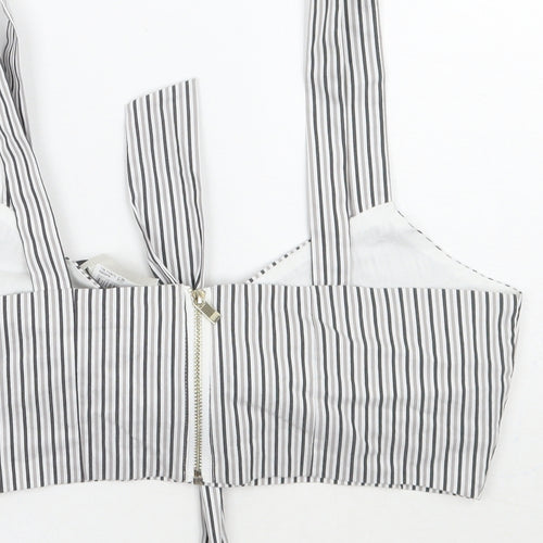 River Island Womens Grey Striped  Cropped Tank Size 12