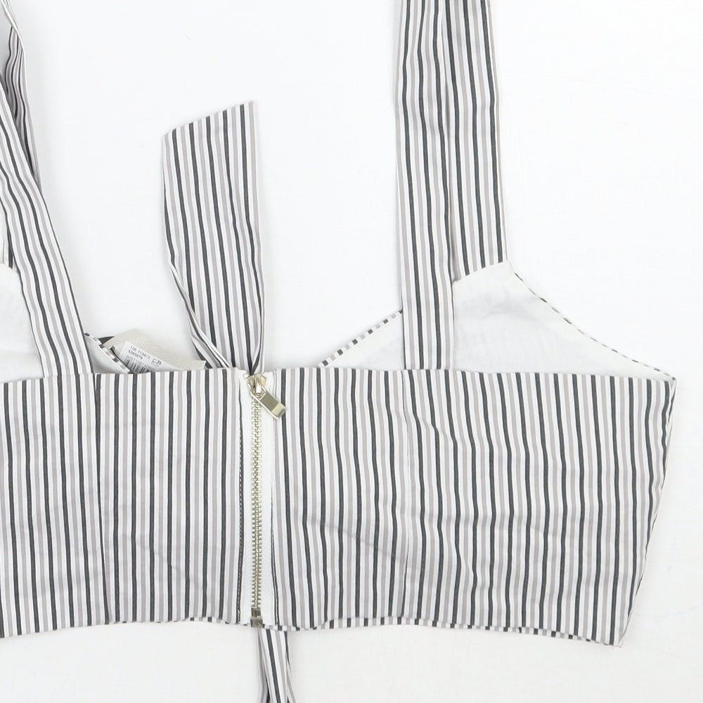 River Island Womens Grey Striped  Cropped Tank Size 12