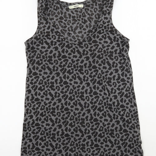 Oasis Womens Grey Animal Print  Basic Tank Size 8