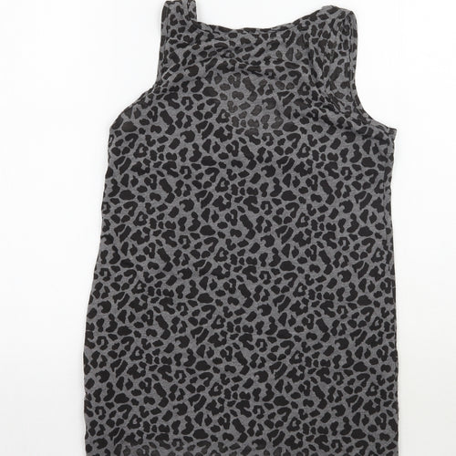 Oasis Womens Grey Animal Print  Basic Tank Size 8